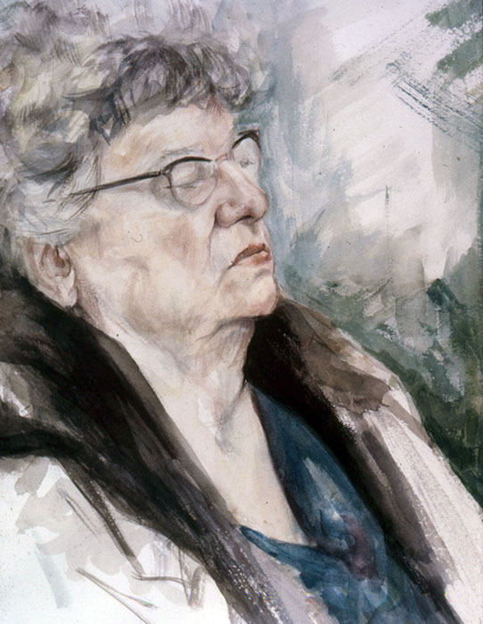 "Grandma Napping," 1966, watercolor on paper. 20 x 24 inches. Estate of Manon Cleary.