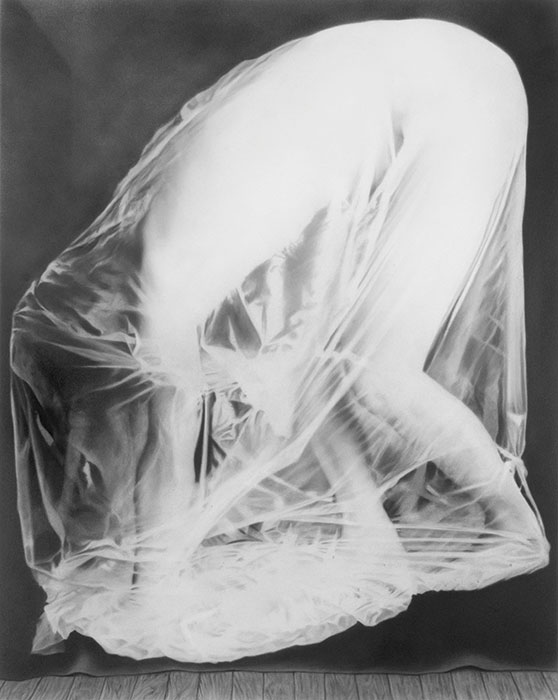 "Man in Plastic Bag #5," 1996, graphite on paper. 33 x 27 inches. Smithsonian American Art Museum, gift of F. Steven Kijek. Photo © Smithsonian American Art Museum.